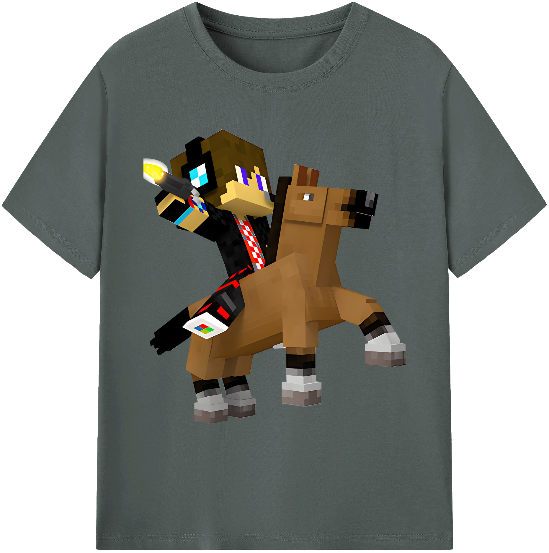（画像用） マインクラフト ブロックの世界 Minecraft MC Block world 綿100％ メンズ半袖Tシャツ｜肌触りやわらか＆通気性